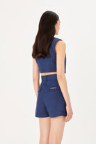 Wabi Sabi-Vita Mavi Keten Şort-Şort-2-Milagron.com