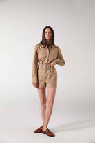 Wabi Sabi-WS Lastik Bel Detaylı Bej Şort-Şort-2-Milagron.com