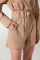 Wabi Sabi-WS Lastik Bel Detaylı Bej Şort-Şort-5-Milagron.com