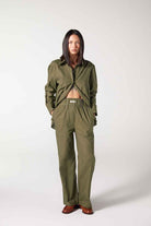 Wabi Sabi-Ws Yeşil Oversize Keten Gömlek-Gömlek-3-Milagron.com