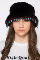 Wayt-Dallas Boncuklu Siyah Suni Kürk Şapka-Bucket Hat-3-Milagron.com