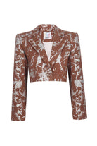 Wayt-Galaxy Metalik & Kahve Crop Blazer Ceket-Ceket-1-Milagron.com