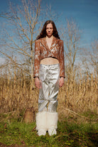 Wayt-Galaxy Metalik & Kahve Crop Blazer Ceket-Ceket-3-Milagron.com