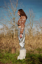 Wayt-Galaxy Metalik & Kahve Crop Blazer Ceket-Ceket-4-Milagron.com