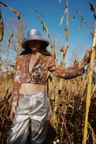 Wayt-Galaxy Metalik & Kahve Crop Blazer Ceket-Ceket-5-Milagron.com