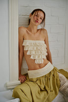 Giselle Fırfır Detaylı Dantel Aplike Bandana Üst - 0