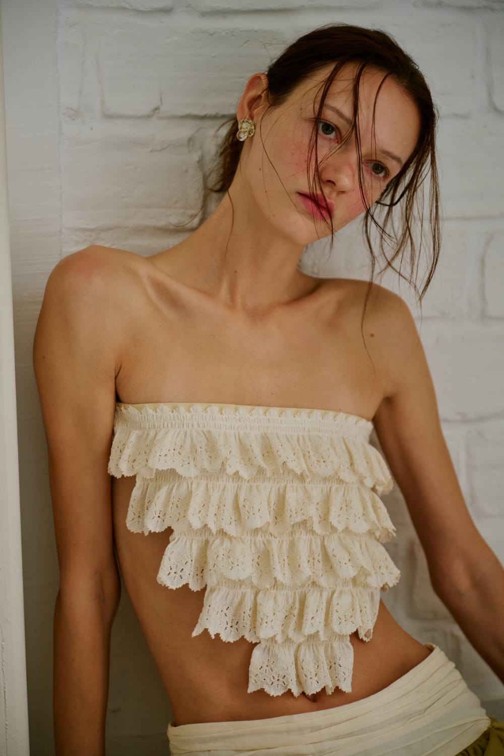 Giselle Fırfır Detaylı Dantel Aplike Bandana Üst - 3