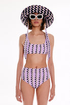 Wayt-Sonic Adventure Geometrik Desenli Lila Bikini Üstü-Bikini & Mayo-9-Milagron.com