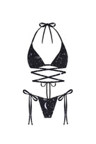 Wayt-Space Babe Gezegen Ve Burç Desenli İpli Siyah Bikini Üstü-Bikini & Mayo-3-Milagron.com