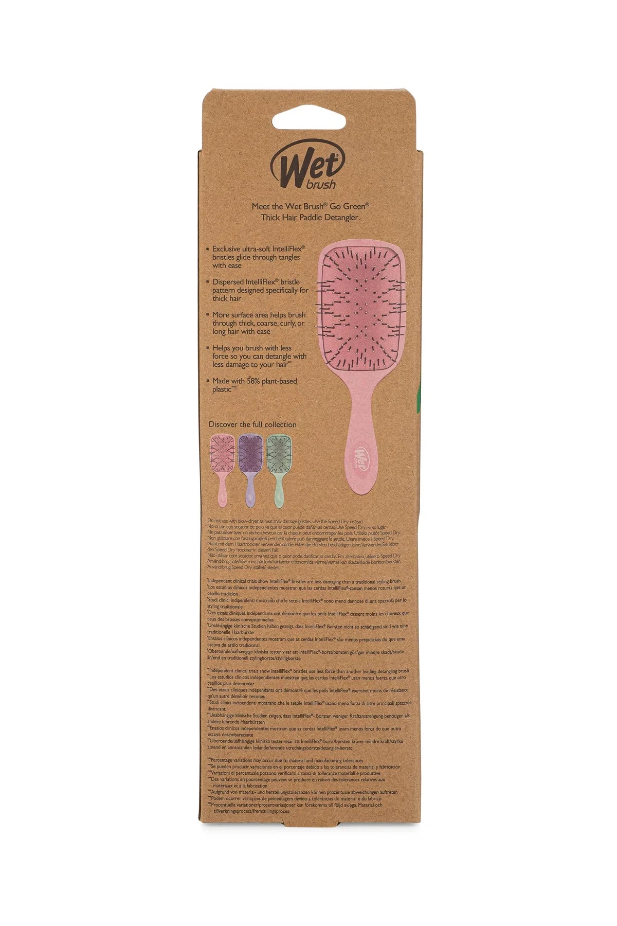 Wet Brush Go Green Paddle Detangler Kalın Telli Saçlar İçin Geniş Saç Fırçası Pembe