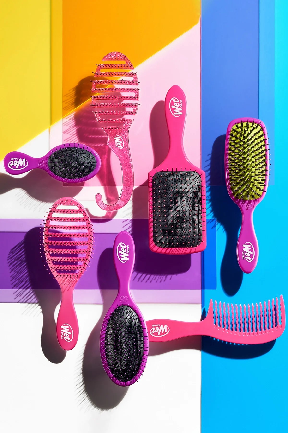 Wet Brush Paddle Detangler Dolaşık Açıcı Geniş Saç Fırçası Pembe