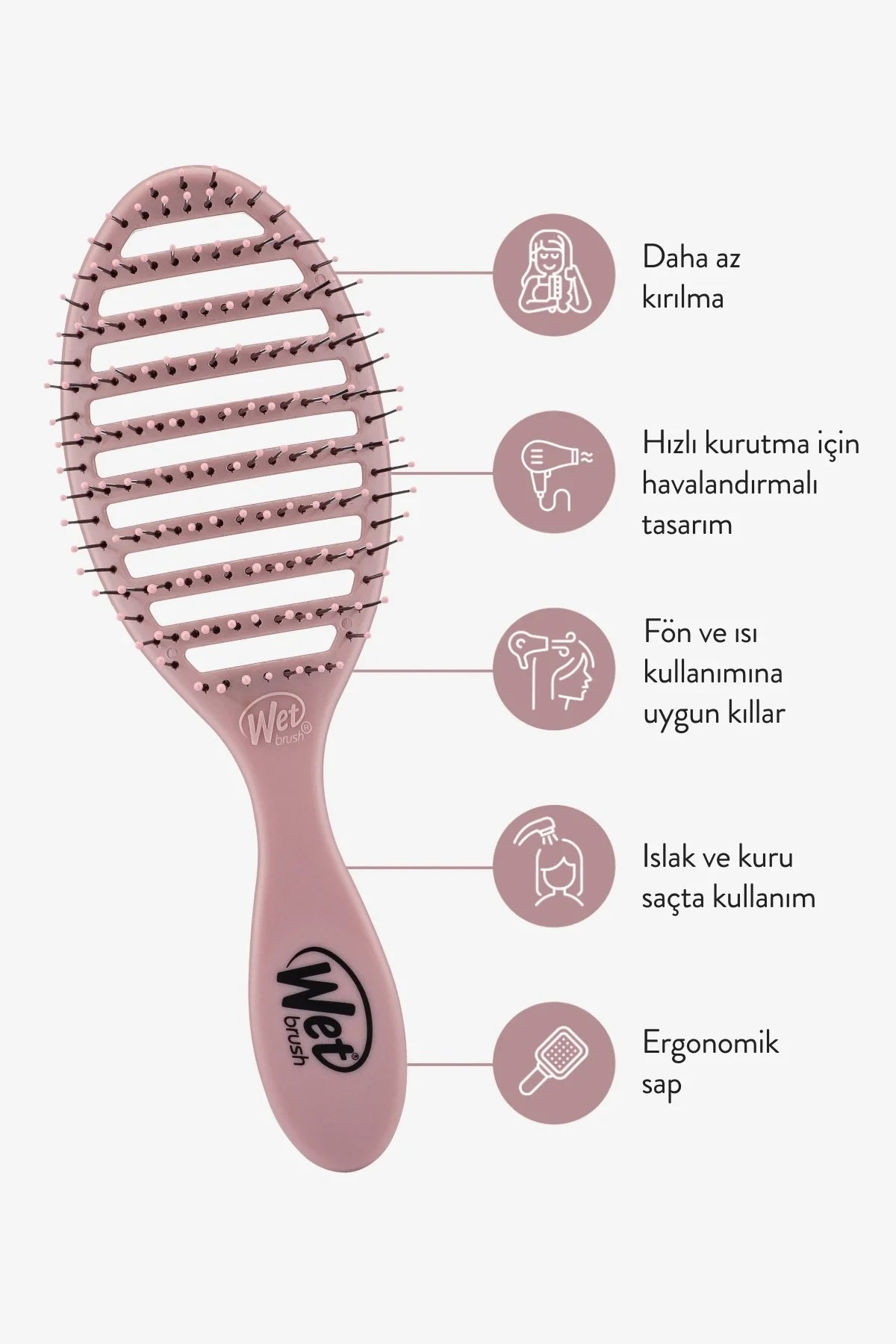 Wet Brush Speed Dry Dusty Rose Saç Fırçası - Pembe