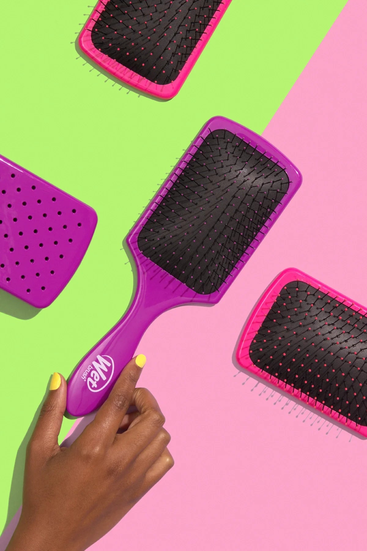 Wet Brush Paddle Detangler Dolaşık Açıcı Geniş Saç Fırçası Pembe