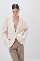 Wingcott-Ekru Cep Detaylı Oversize Blazer Ceket-Ceket-1-Milagron.com