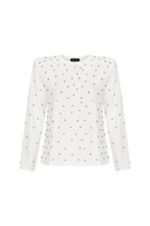 Wingcott-Ekru Taş İşlemeli Vatkalı Uzun Kollu Tişört-T-Shirts-1-Milagron.com