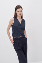 Wingcott-Lacivert Çift Pileli Geniş Kesim Pantolon-Pantolon-3-Milagron.com