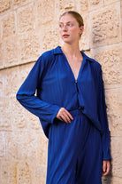 Wingcott-Örme Çift Düğmeli V Yaka Gömlek-Gömlek-3-Milagron.com