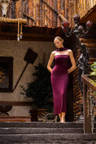 Wingcott-Şal Detaylı Strech Maxi Elbise-Elbise-1-Milagron.com