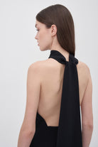 Wingcott-Siyah Boyundan Bağlamalı Sırt Dekolteli Krep Tulum-Tulum-7-Milagron.com