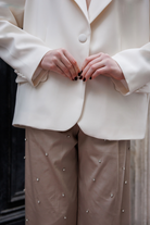 Wingcott-Taş İşlemeli Çift Pileli Geniş Kesim Kanvas Pantolon-Pantolon-1-Milagron.com