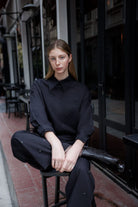 Wingcott-Taş İşlemeli Düz Kesim Siyah Rahat Pantolon-Pantolon-2-Milagron.com