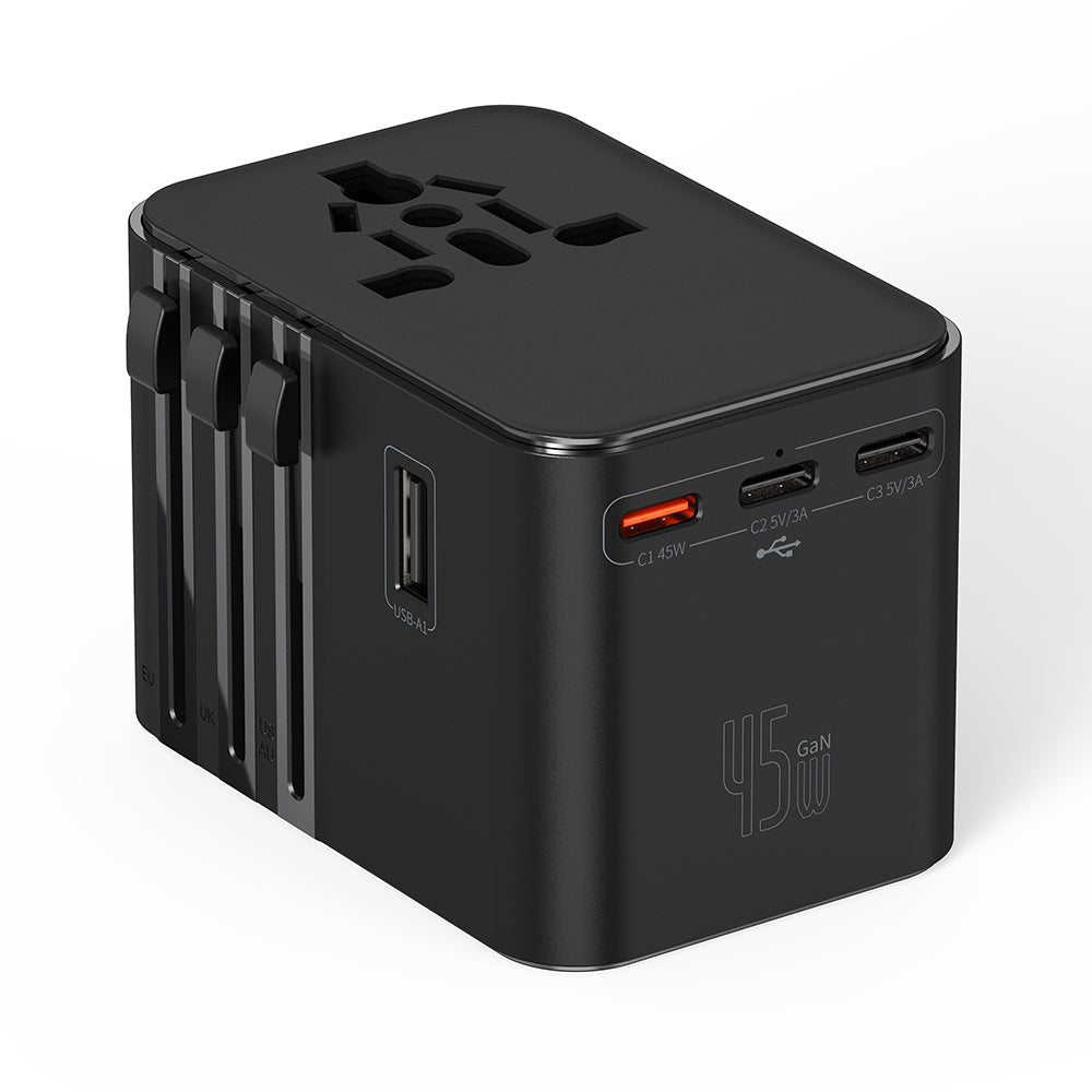 Wi-Ua006 Tr/Us/Uk/Au/Eu Uyumlu 2500W 45W Gan Universal Seyahat Adaptörü