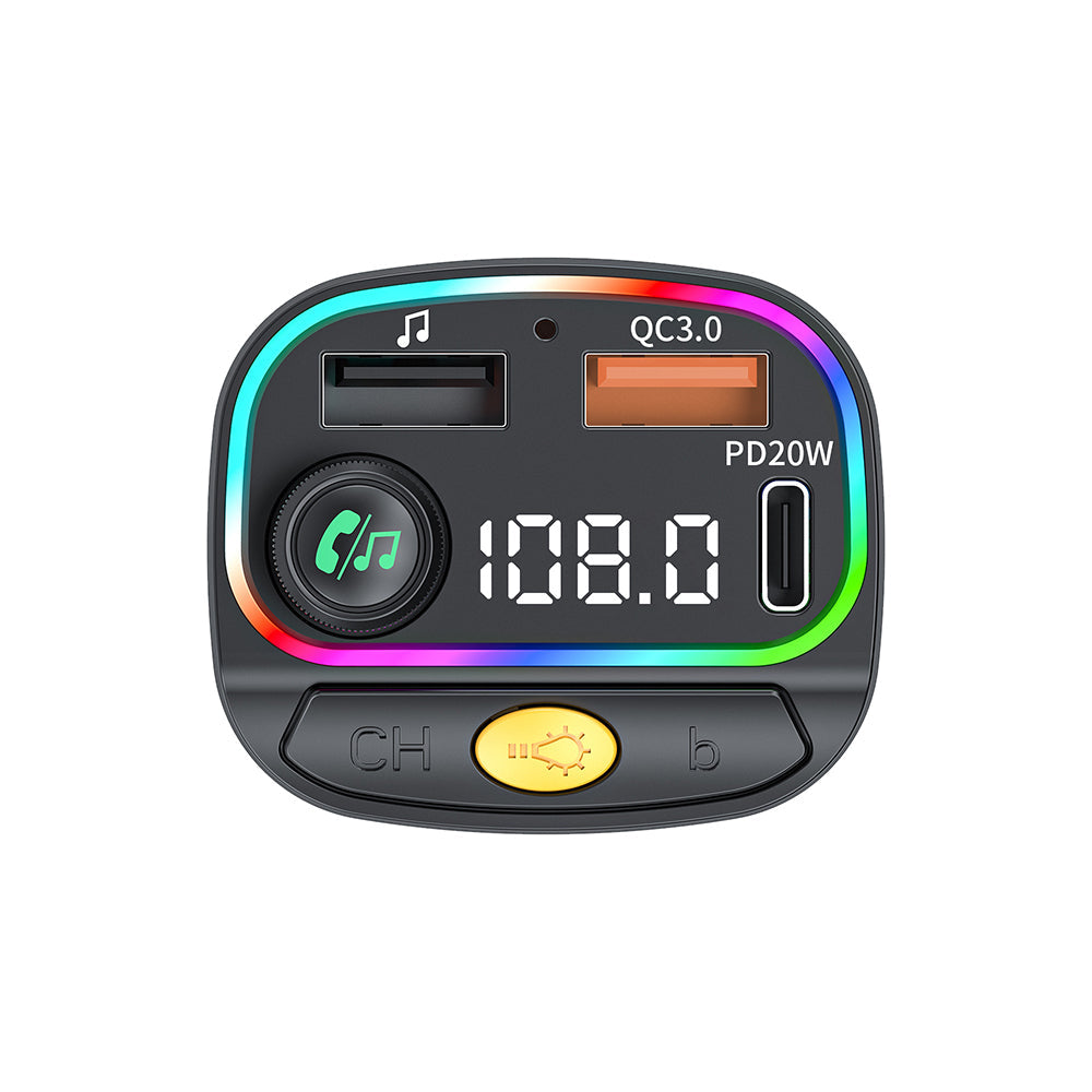 Wi-Qc031 Rgb Bluetooth Transmitter Mp3 Type-C + Usb-A Araç Şarjı