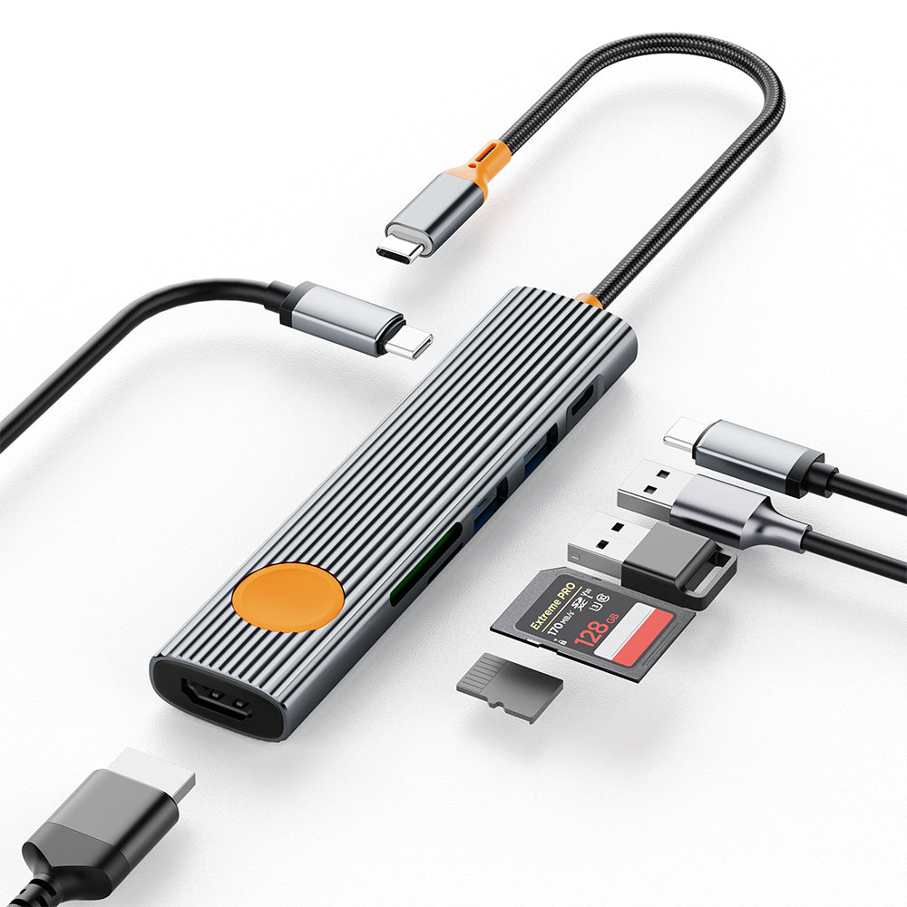 Wi-Hb8007 Travel 7'Si 1 Arada Type-C Dönüştürücü Hub 100W 4K Hdmi