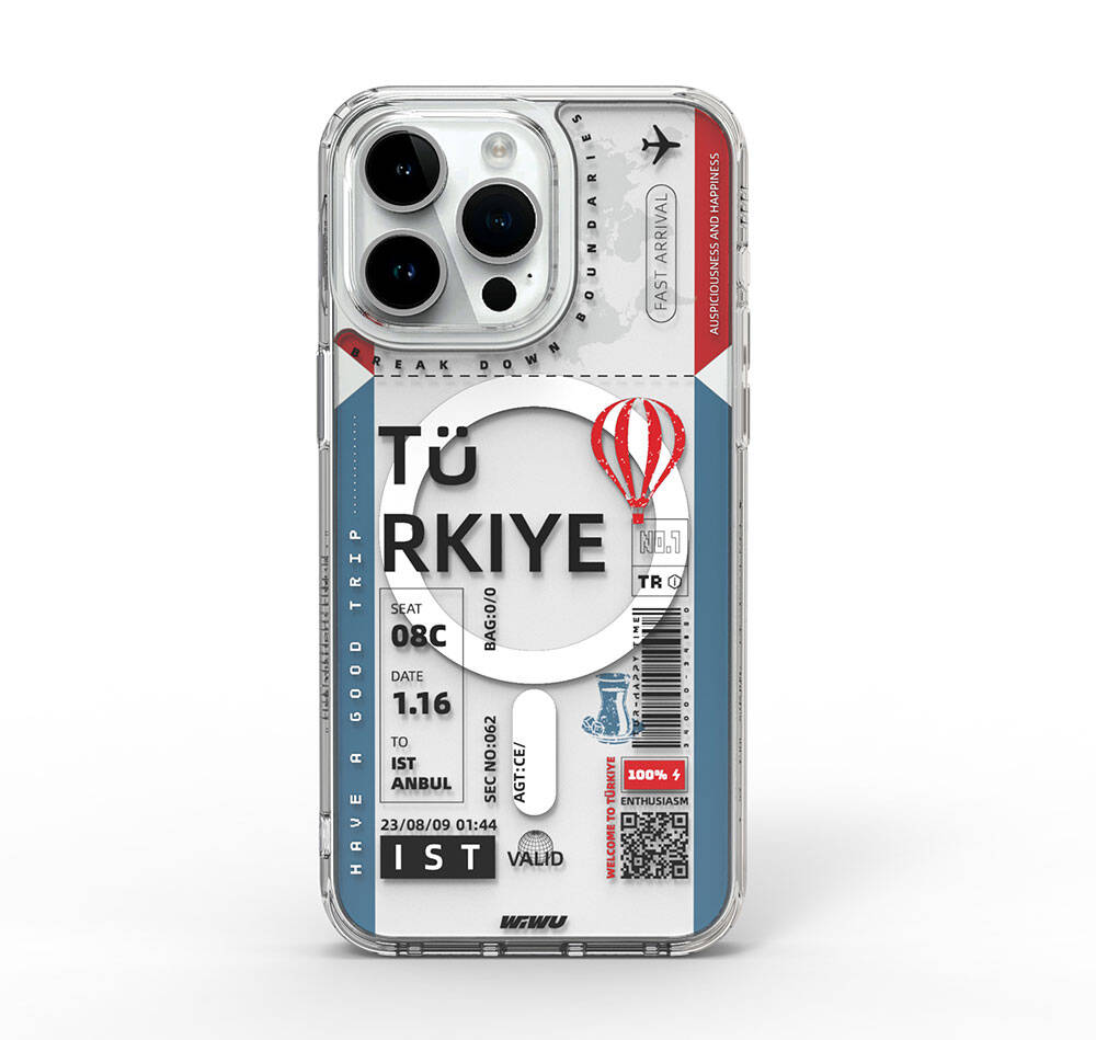 Turkey B Serisi Magsafe Uyumlu Bilet Desenli Iphone 15 Pro Kılıf