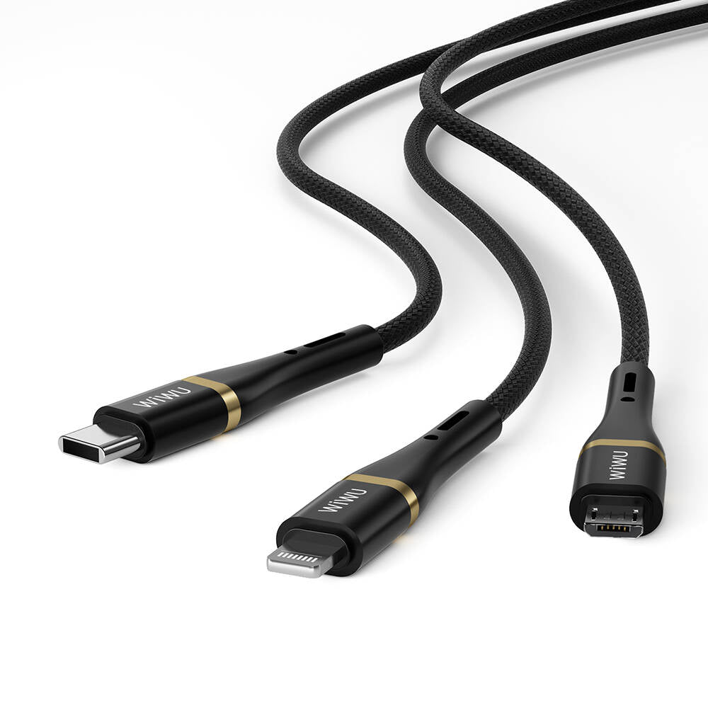 Wi‑C024 Elite 3In1 Type‑C Lightning Type‑C Micro Usb 100 W 1.2 M Hızlı Şarj Kablosu
