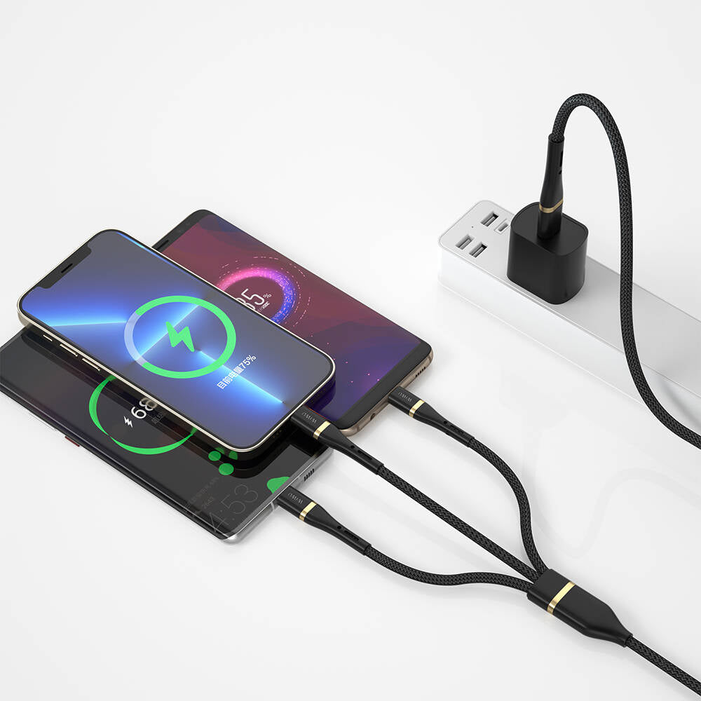 Wi‑C024 Elite 3In1 Type‑C Lightning Type‑C Micro Usb 100 W 1.2 M Hızlı Şarj Kablosu