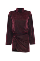 Yasemin Karagülle-Rowena Dress Shiny Burgundy-Elbise-1-Milagron.com