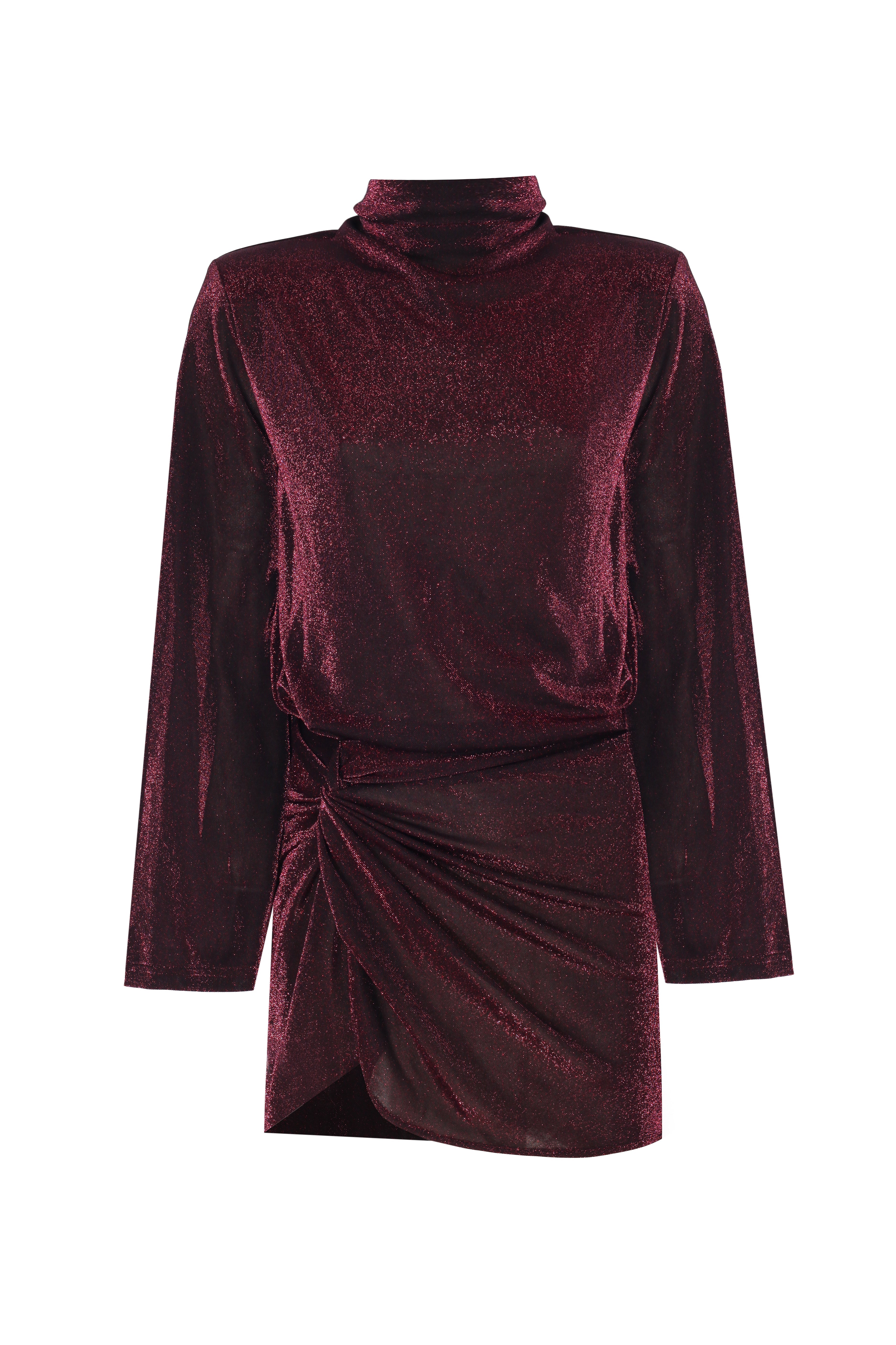 Yasemin Karagülle-Rowena Dress Shiny Burgundy-Elbise-1-Milagron.com