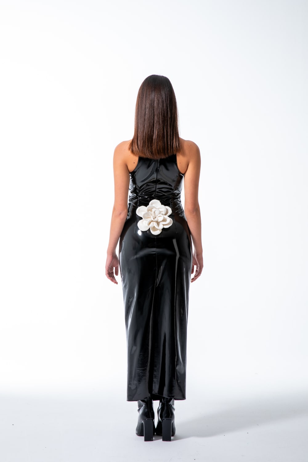 Yelda Alatekin-Blossom Black Midi Dress-Elbise-3-Milagron.com