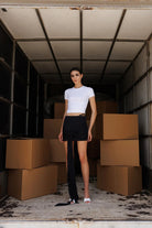 Yelda Alatekin-Draco Black Mini Skirt-Etek-2-Milagron.com