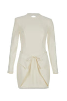 Yelda Alatekin-Ursa Ecru Mini Dress-Elbise-4-Milagron.com