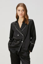 Zau-%100 İpek Biyeli Siyah Pijama Takımı-Pijama Takımı-1-Milagron.com