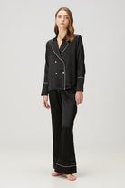 Zau-%100 İpek Biyeli Siyah Pijama Takımı-Pijama Takımı-3-Milagron.com