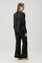 Zau-%100 İpek Biyeli Siyah Pijama Takımı-Pijama Takımı-5-Milagron.com