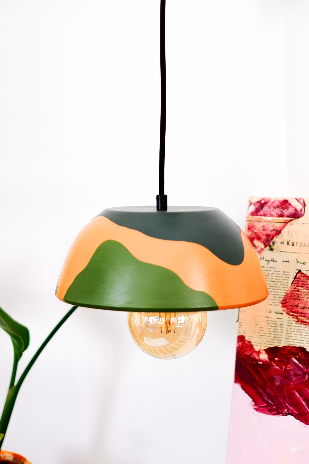 Zef Design-Temnos - Terracotta Yeşil Avize , Siyah Kablo-Avize-3-Milagron.com