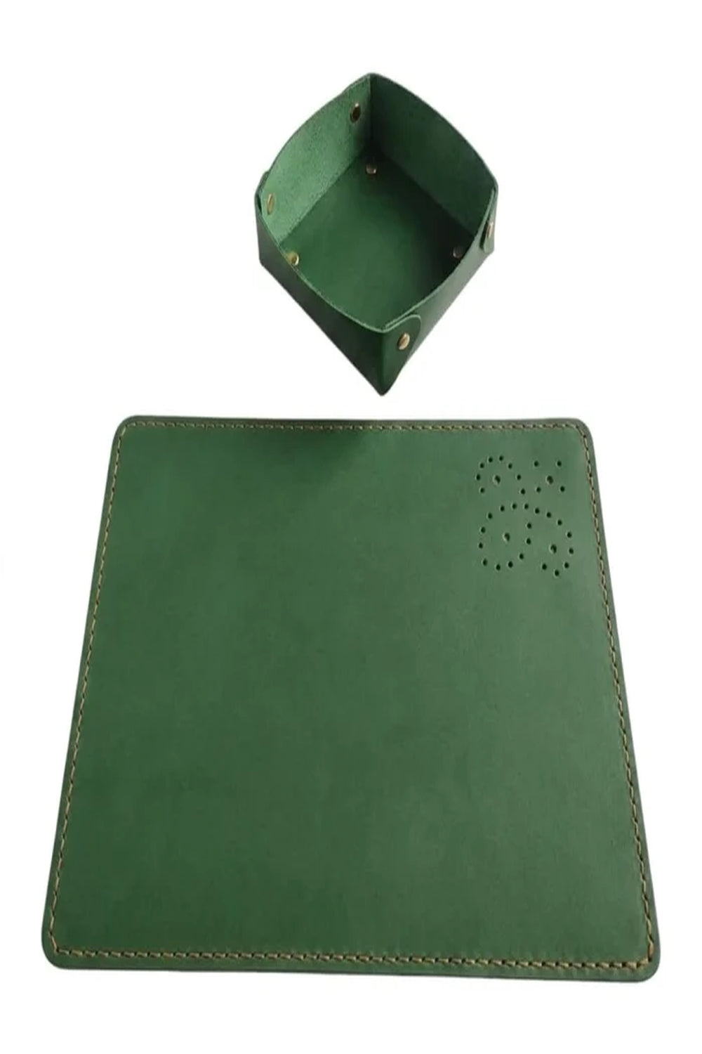El Yapımı Hakiki Deri Mouse Pad & Masa Düzenleyici Seti - 4