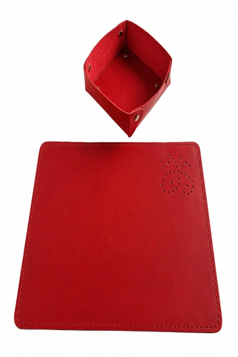 El Yapımı Hakiki Deri Mouse Pad & Masa Düzenleyici Seti - 6