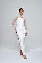 Zeynep Kaya-Fransız Dantel Yırtmaçlı Drapeli Elbise-Elbise-1-Milagron.com