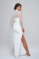 Zeynep Kaya-Fransız Dantel Yırtmaçlı Drapeli Elbise-Elbise-3-Milagron.com