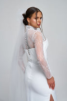 Zeynep Kaya-Fransız Dantel Yırtmaçlı Drapeli Elbise-Elbise-4-Milagron.com