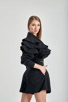 Zeynep Kaya-Geniş Paçalı Ribana Detay Siyah Şort-Şort-5-Milagron.com