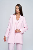 Zeynep Kaya-Keten Cep Kapaklı Pembe Blazer Ceket-Ceket-3-Milagron.com