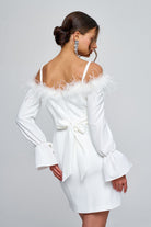 Zeynep Kaya-Yakası Tüylü Askılı Elbise-Elbise-3-Milagron.com