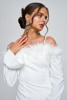 Zeynep Kaya-Yakası Tüylü Askılı Elbise-Elbise-4-Milagron.com