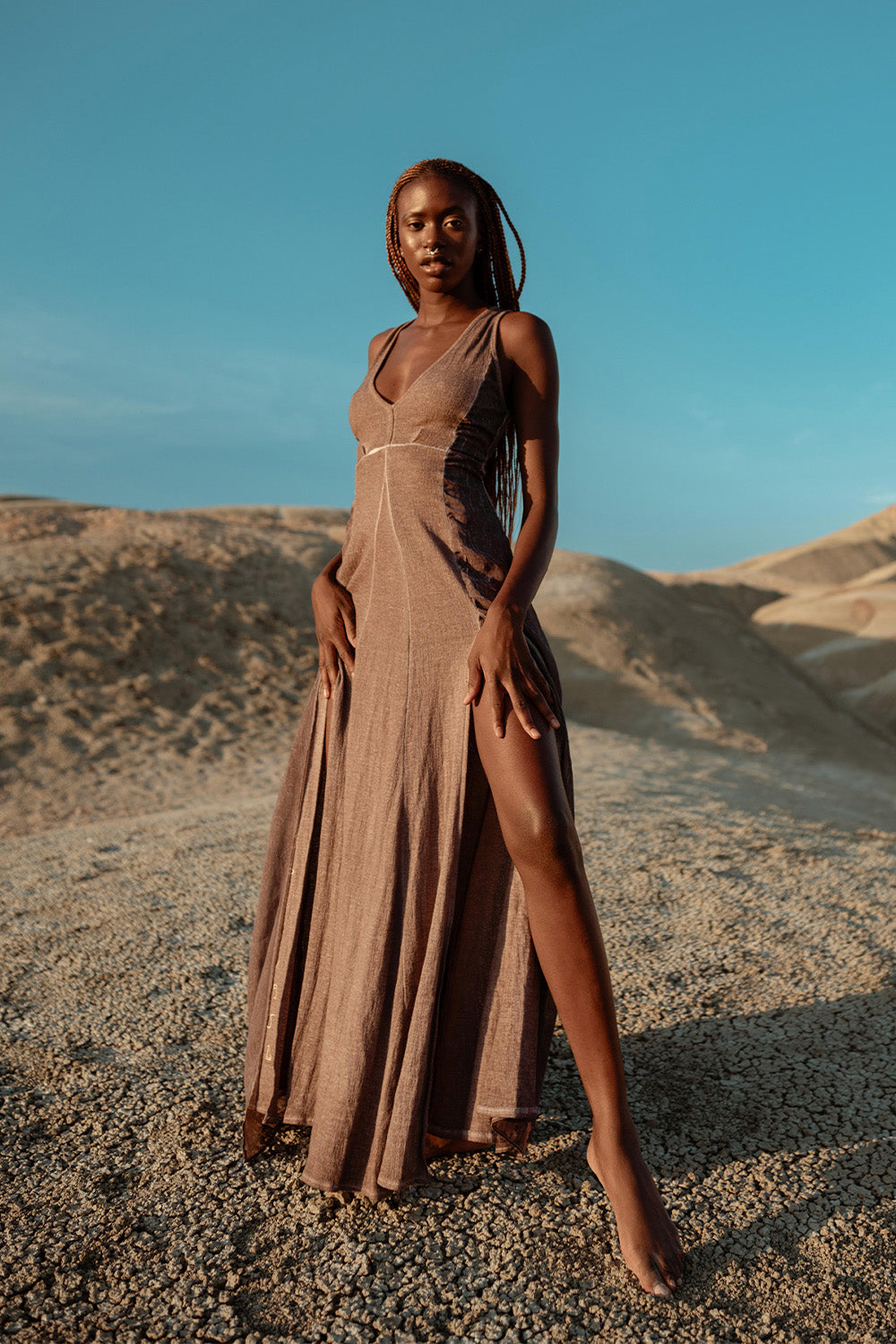 Zhe Dress Ancient Rose - Bohem Maxi Kadın Elbise - 0